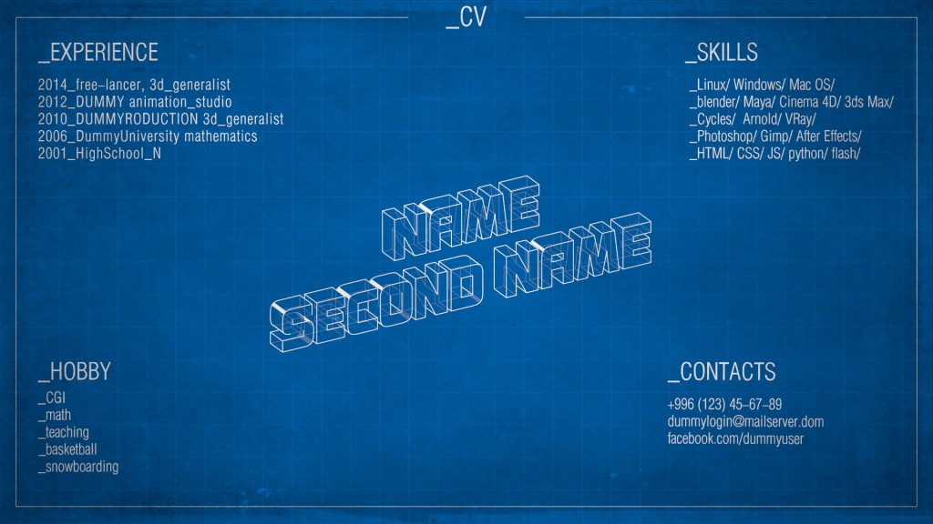 Blueprint style CV preview image 2